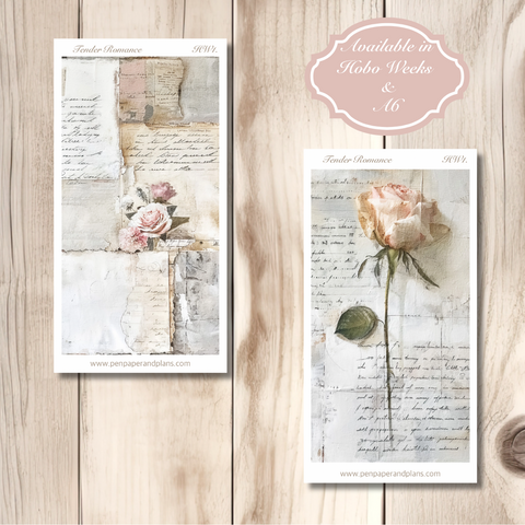 Tender Romance Full Page Sticker Sheets- Hobo Weeks & A6