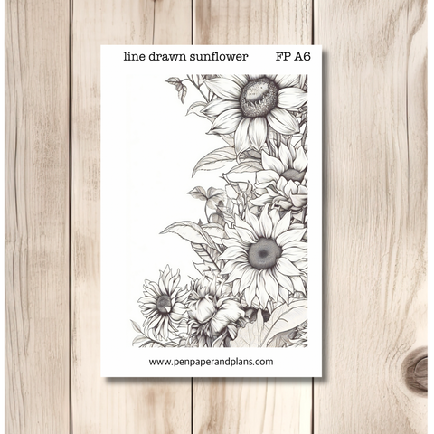 Line Drawn Sunflowers A6 Full Sticker
