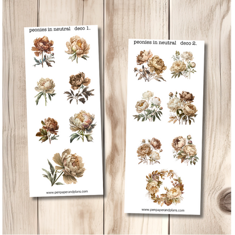 Peonies in Neutral Stickers