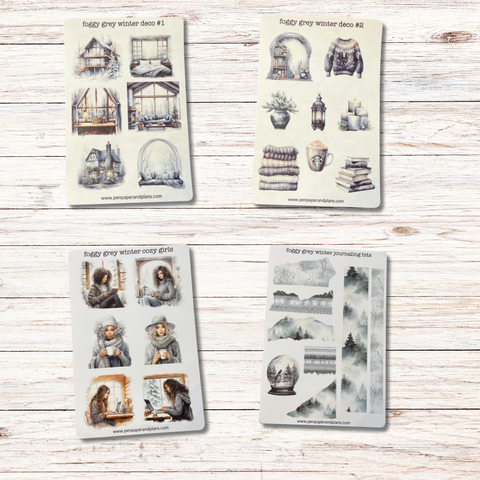 Foggy Grey Winter Stickers