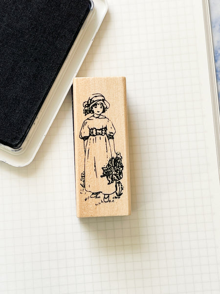 Vintage Girl Wood Block Stamp