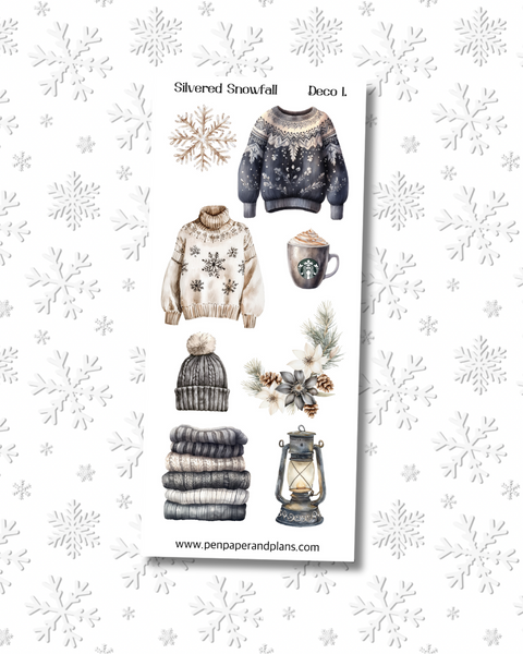 Silvered Snowfall Deco Stickers