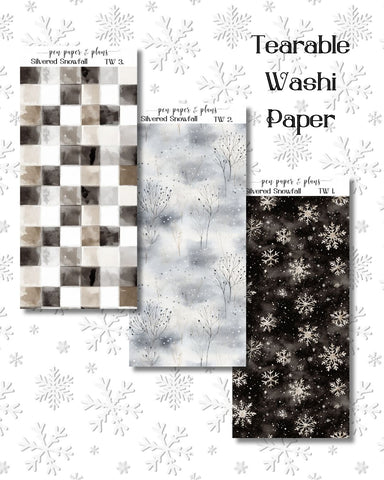 Silvered Snowfall Tearable Washi